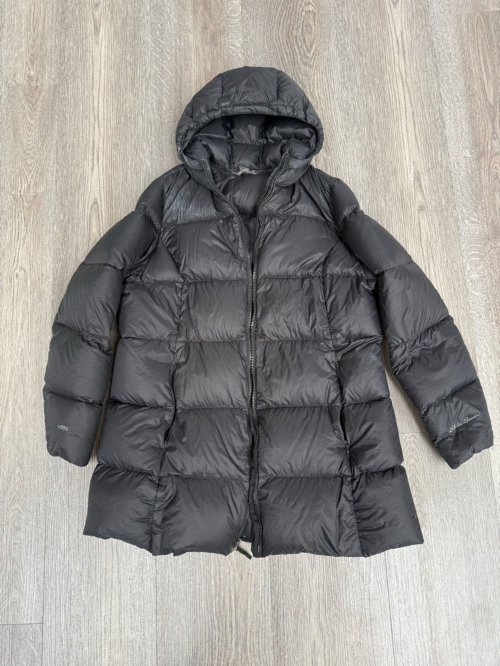 Black Quilted Hooded Puffer Coat
